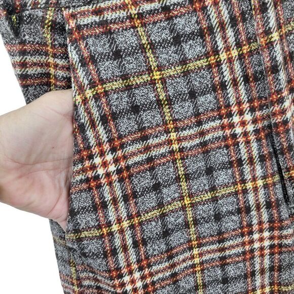 Free People Plaid Shape Up Trouser Pants UK 14 US 10 High Rise Wide Leg Academia - Picture 7 of 13